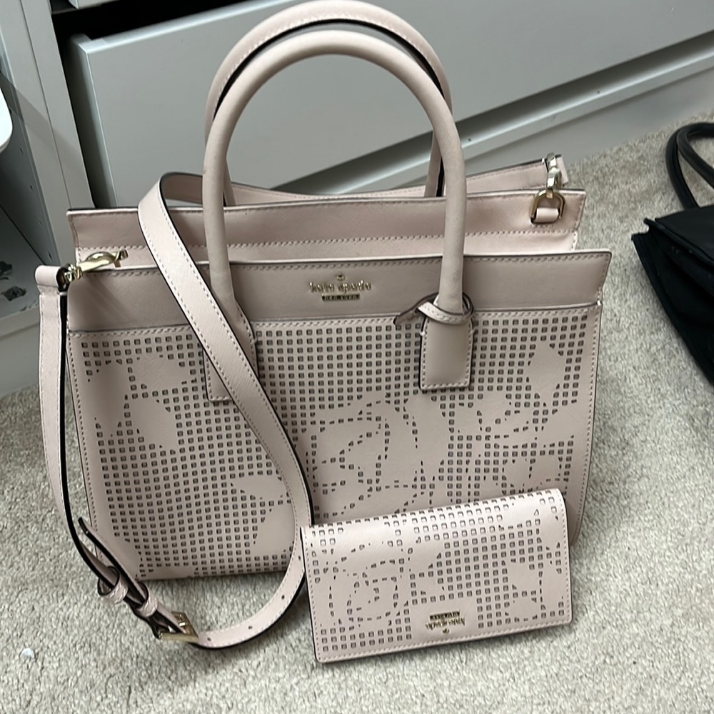 Kate spade pink purse with wallet set